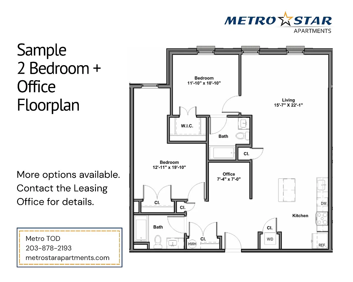 Floor plan Two Bed Two Bath Plus