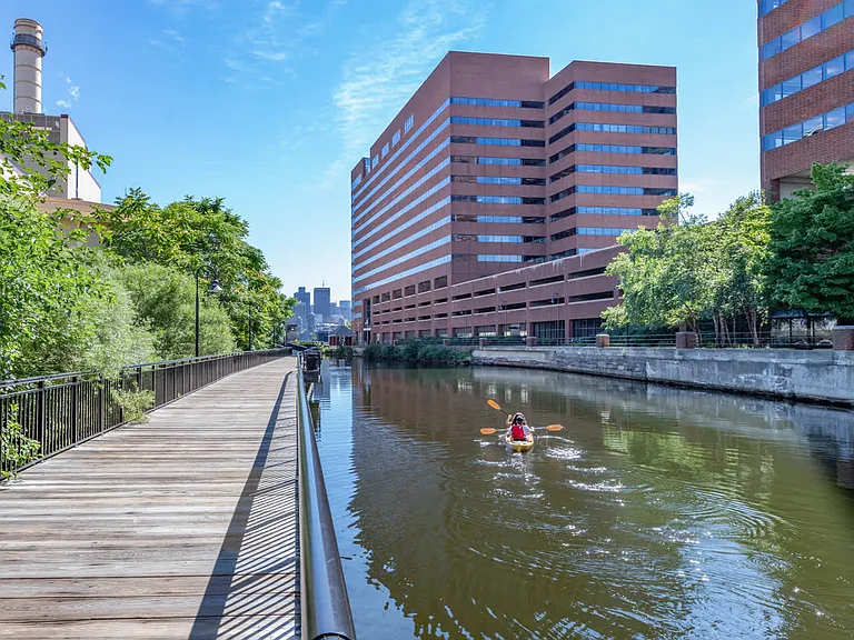 Nearby Boston's scenic Broad Canal Walk.