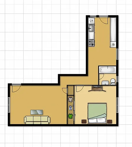 Floor plan 1 Bedroom 1 Bath