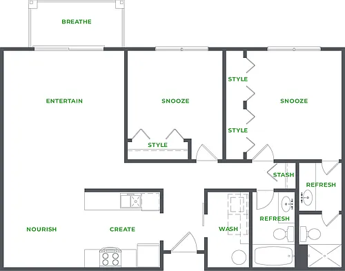 Floor plan 2 BEDROOM 2 BATHROOM (PHASE I)
