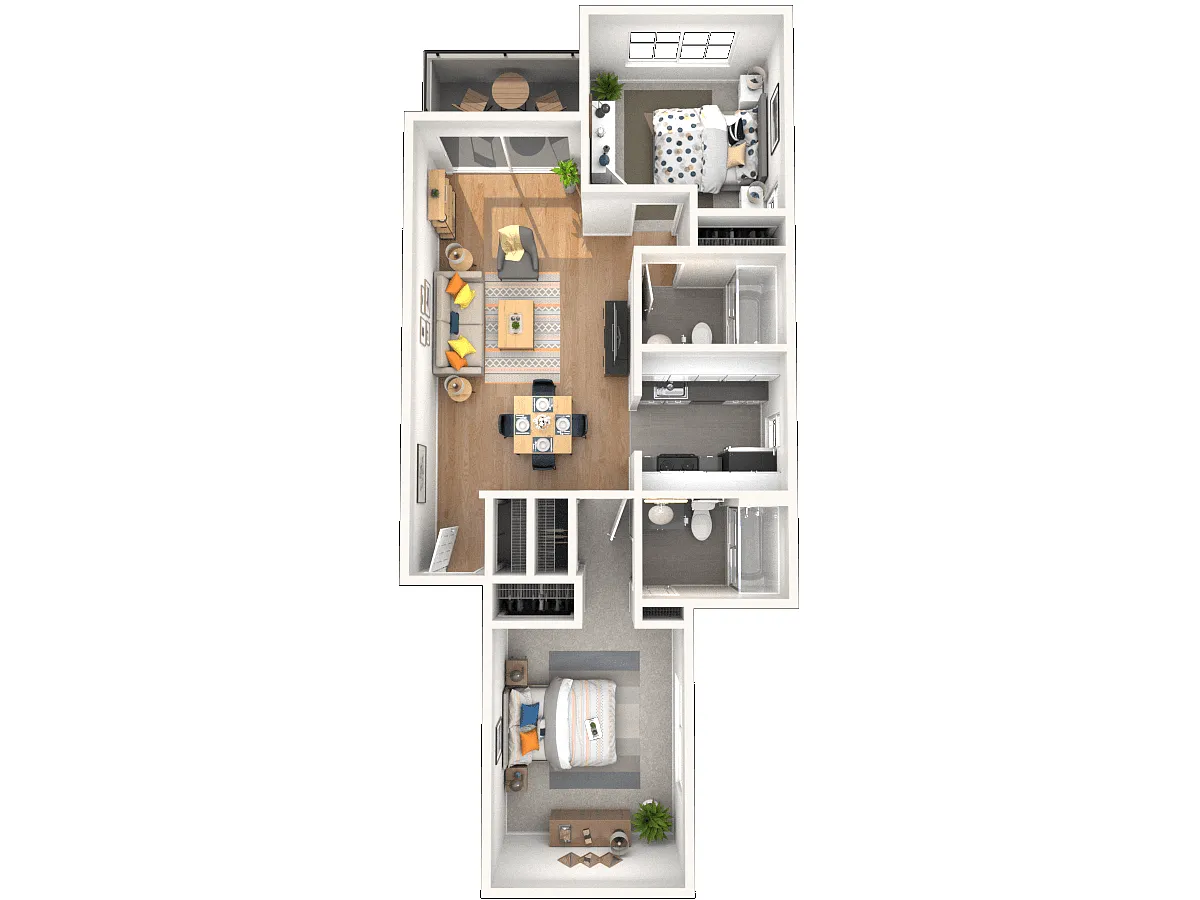 Floor plan 2 Bed 2 Bath B