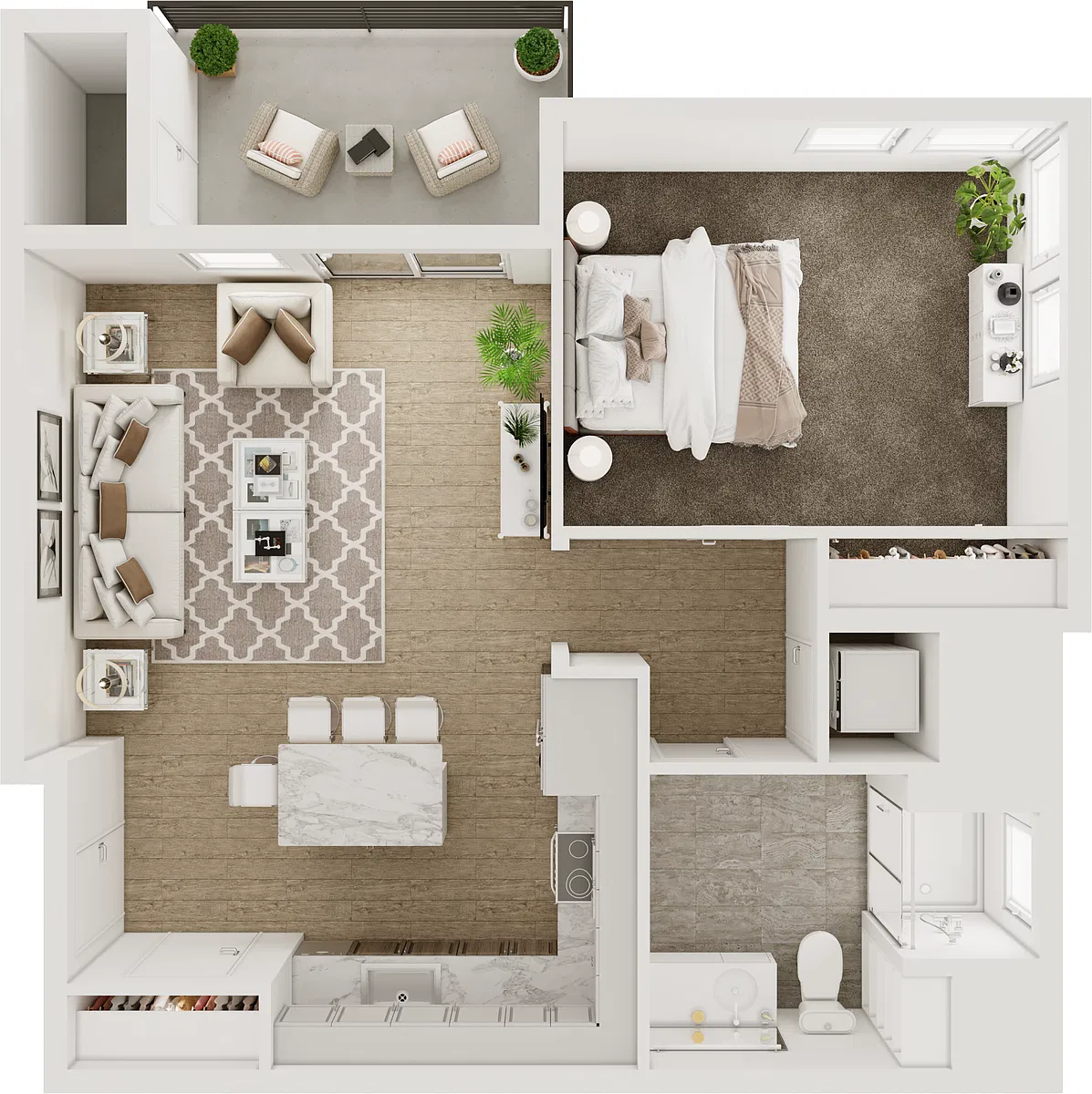 Floor plan 1BD, 1BTH A2.1
