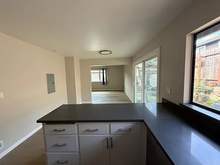 Kitchen view to living room