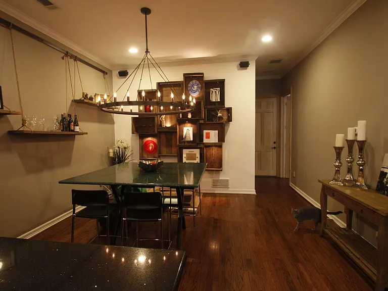 Informal dining is large enough for big table without being.