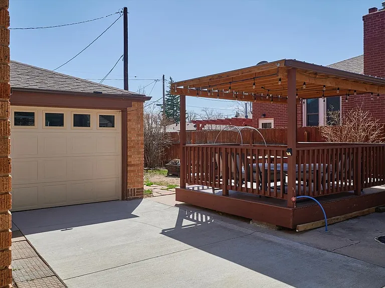 Pergola and outdoor seating area