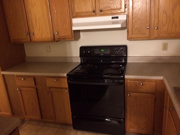 Kitchen has stove, oven, dishwasher, fridge, garbage disposal. All new black appliances!
