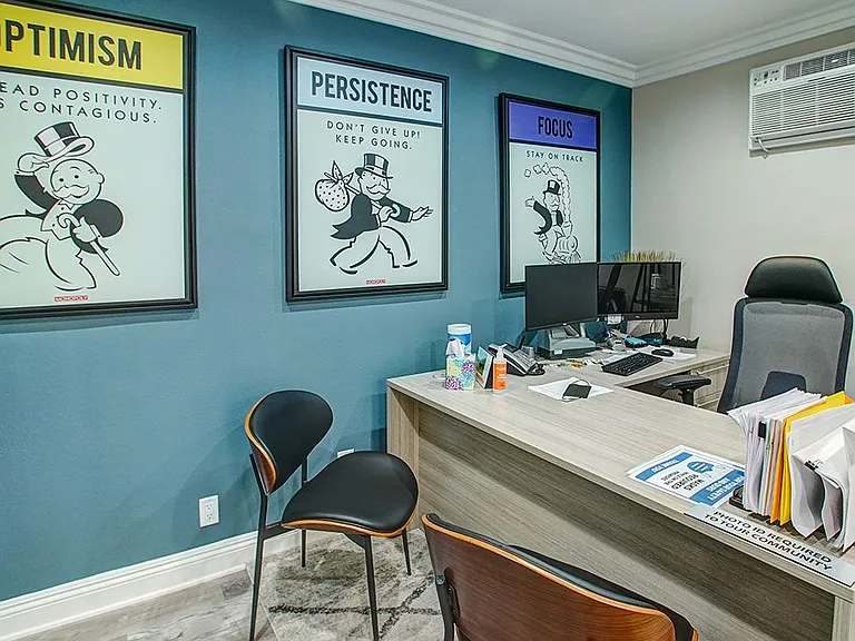 Leasing office at Woodbridge Park Apartments.