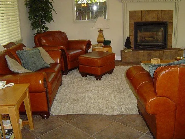 family room with gas fireplace