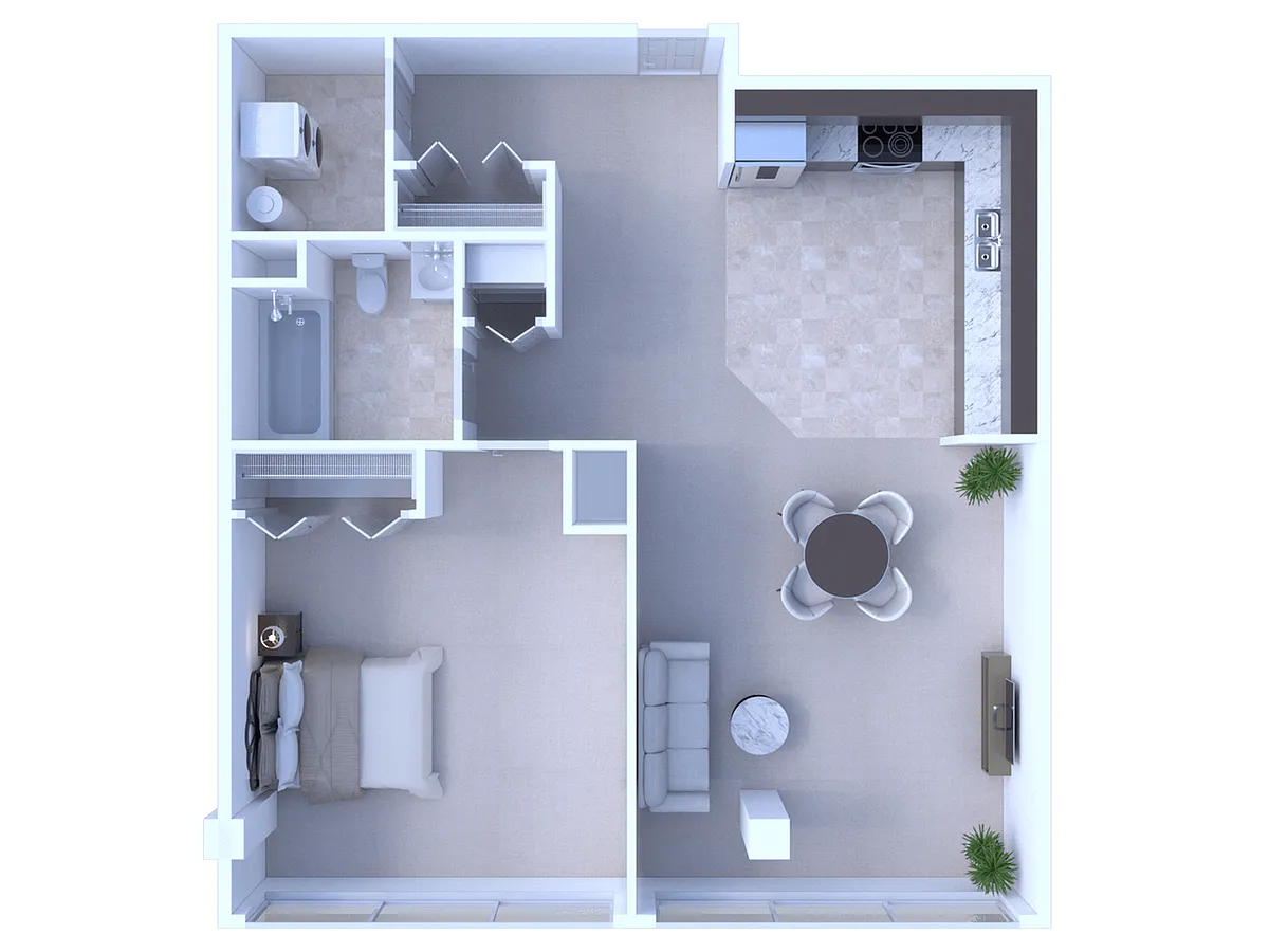 Floor plan 1 Bedroom/1 Bathroom - 912