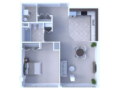 Floor plan 1 Bedroom/1 Bathroom - 912