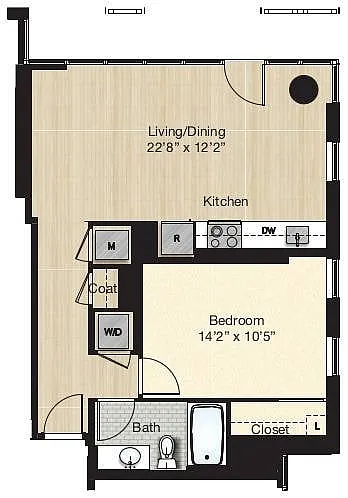Floor plan Tier 29.3 - Small 1 Bed/1 Bath