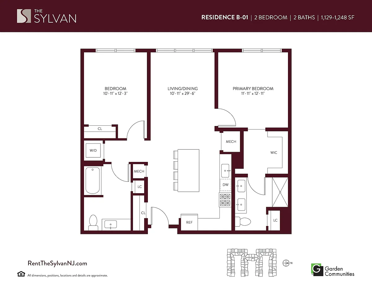 Floor plan Two Bedroom Apartment B-01