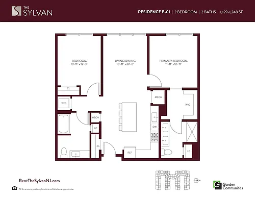 Floor plan Two Bedroom Apartment B-01