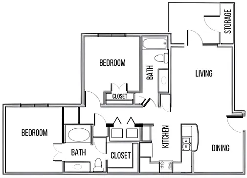 Floor plan 2 Bed 2 Bath