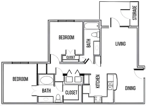 Floor plan 2 Bed 2 Bath