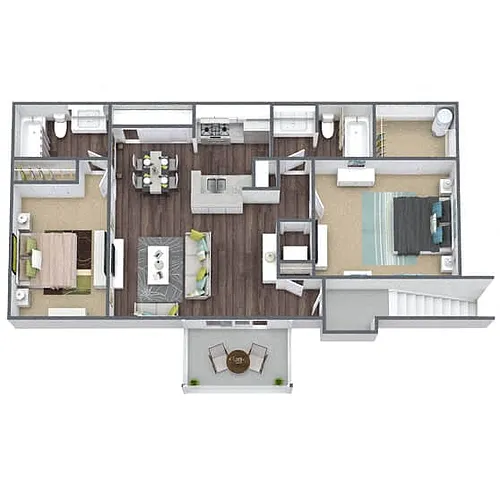 Floor plan B1: 2 Bed 2 Bath