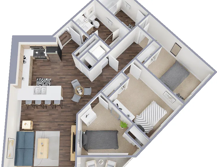3 Bed 2 Bath Floorplan Diagram