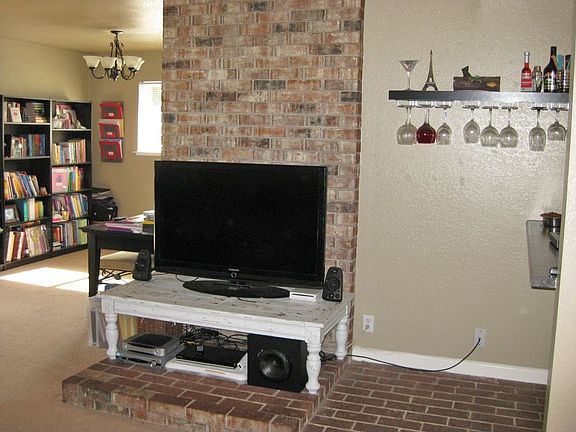 brick fireplace