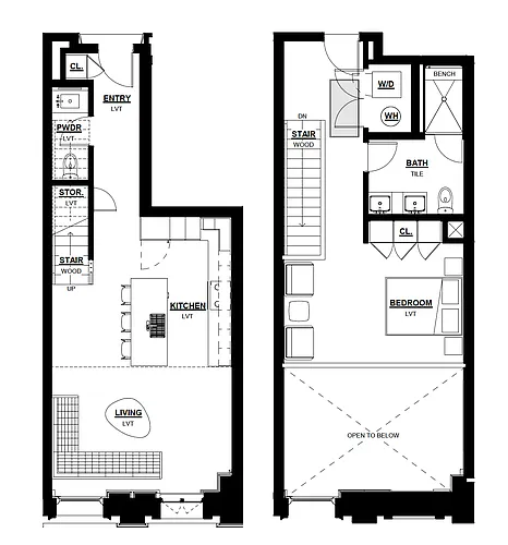 Floor plan 1 Bed - 1.5 Bath Loft
