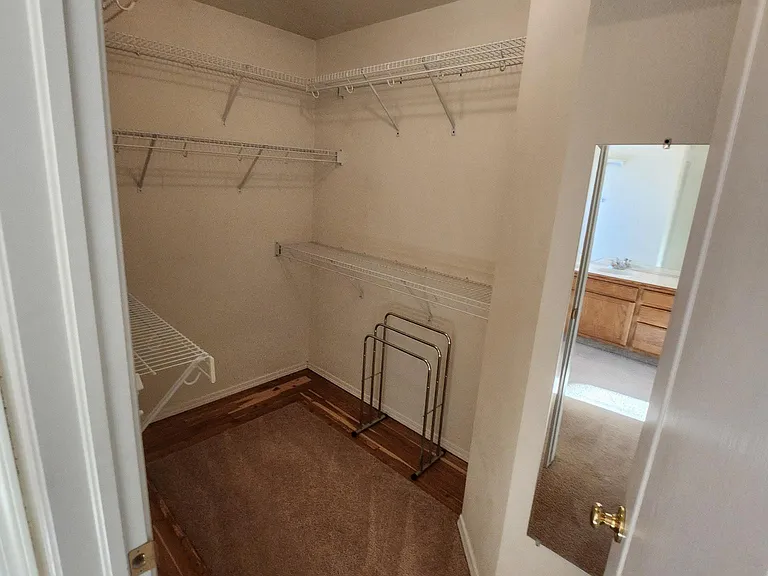 Master closet with more space behind the door