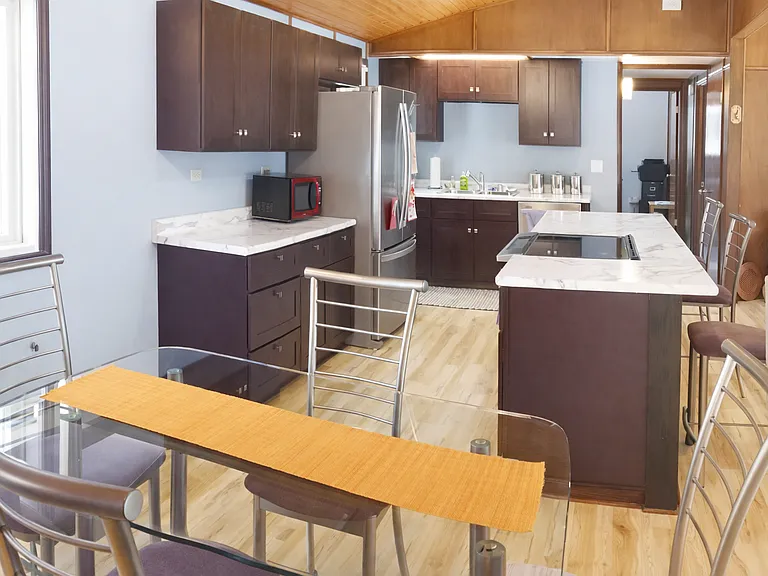 Updated kitchen with large island and seating