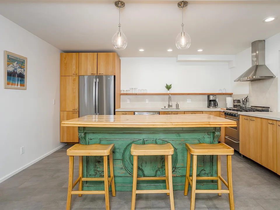 Island and kitchen