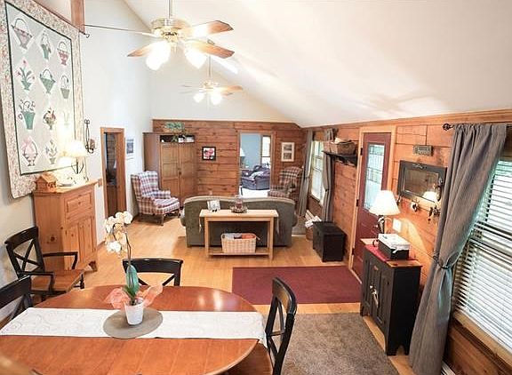 From the stairway - expansive living area with skylights