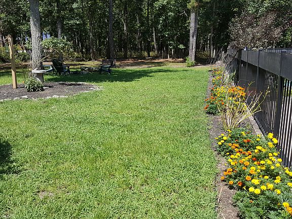 View from deck, pool on rt