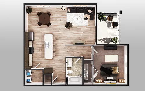 Floor plan 1 BR/1BA