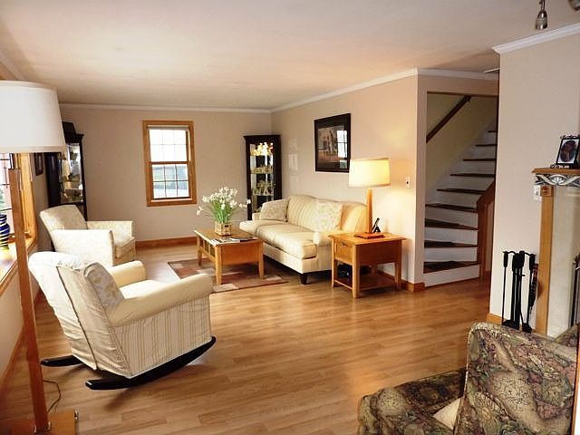 Spacious Living Room with Fireplace