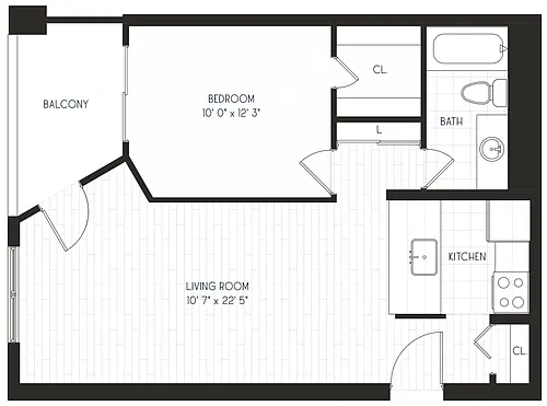 Floor plan 1x1 A2 - Partial