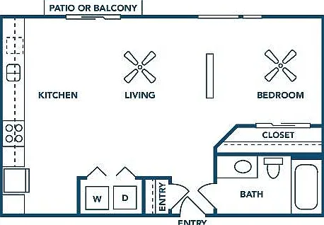 Studio | 1 Bath | 555 SF Studio | 1 Bath | 555 SF
