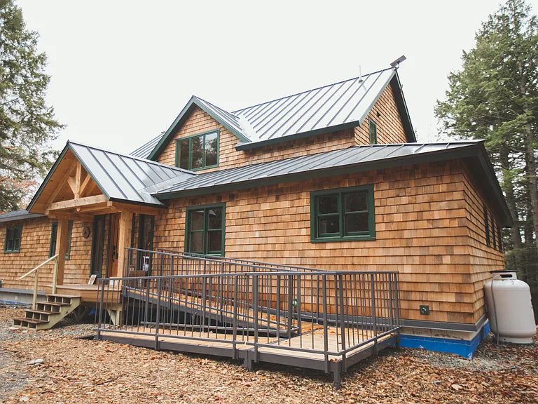 The front of the Lodge with an access ramp.