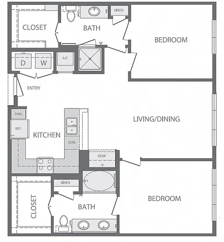 Floor plan B2 2Bed 2Bath