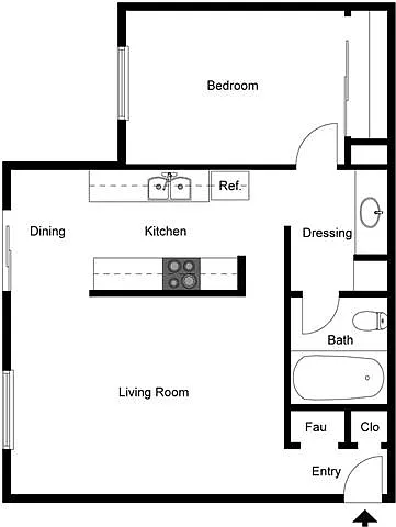Floor plan 1 Bedroom 1 Bath