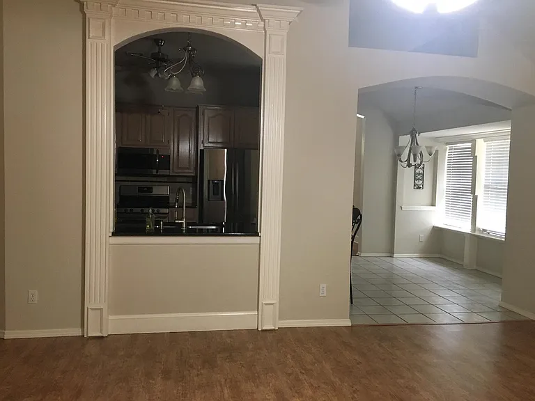 Family Room looking at Kitchen, kitchen nook area.
