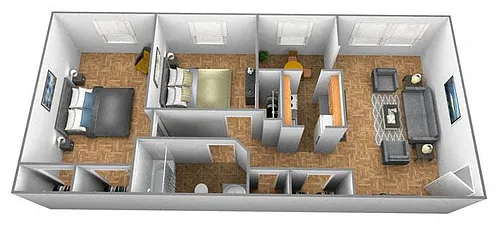 Floor plan 2 Bedroom 1 Bath - Woodbourne