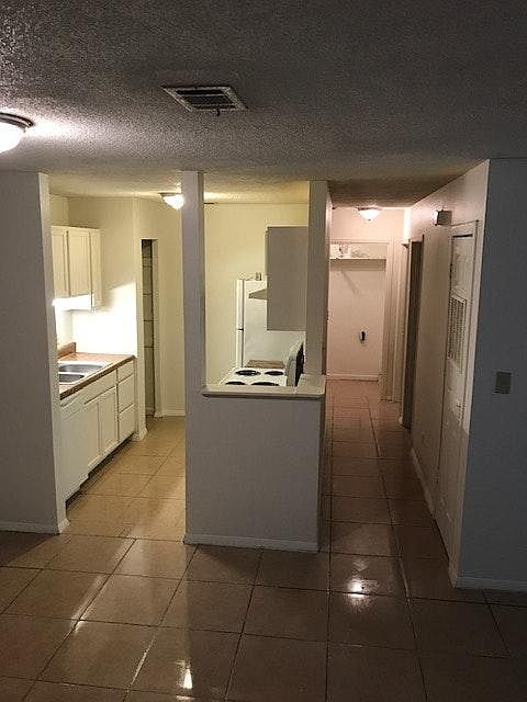 front door looking into kitchen
