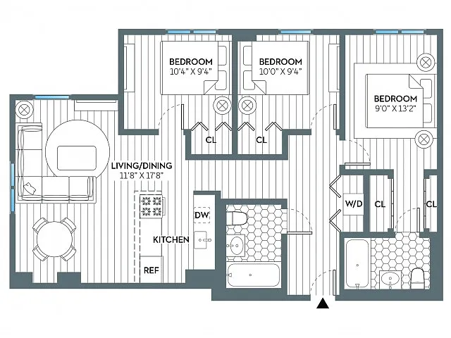 Floor plan Hudson (1031 SF)