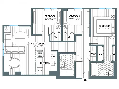 Floor plan Hudson (1031 SF)