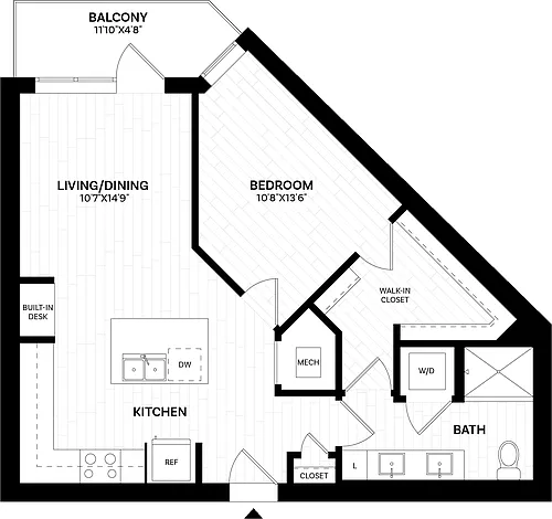 Floor plan 1 Bed/1 Bath-A2