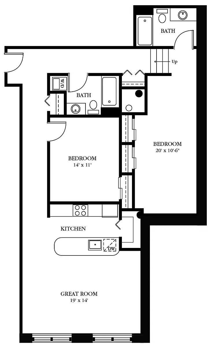 Floor plan AC-AP Two Bedroom, Two Bathroom