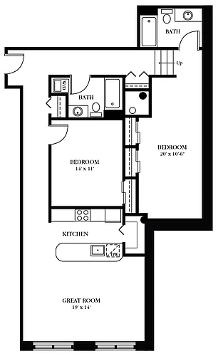 Floor plan AC-AP Two Bedroom, Two Bathroom