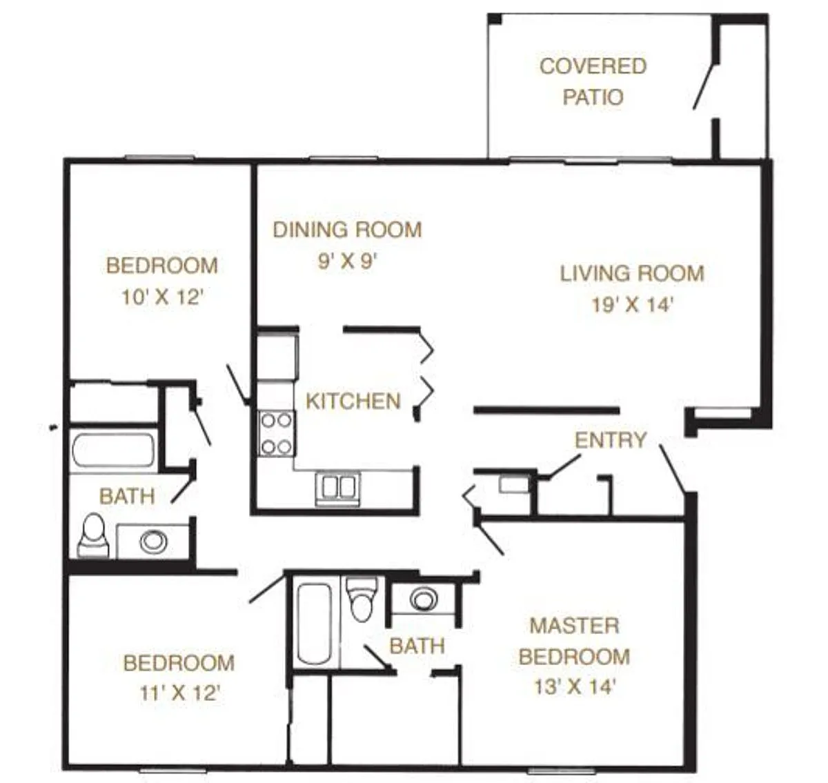 Floor plan 3 Bed 2 Bath