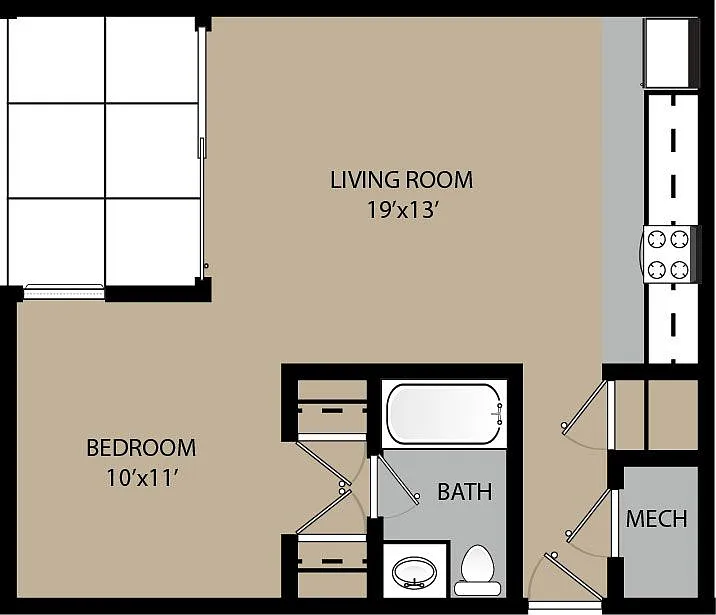 Floor plan Aspen Studio Apartment in Boulder, CO