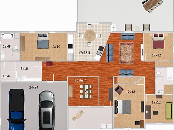 Approximate plant of house  
with size and dimensions. 