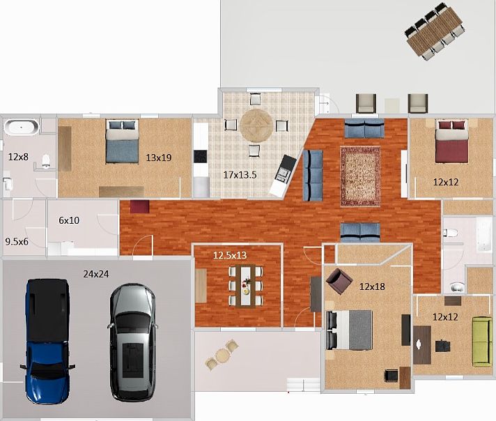 Approximate plant of house  
with size and dimensions. 