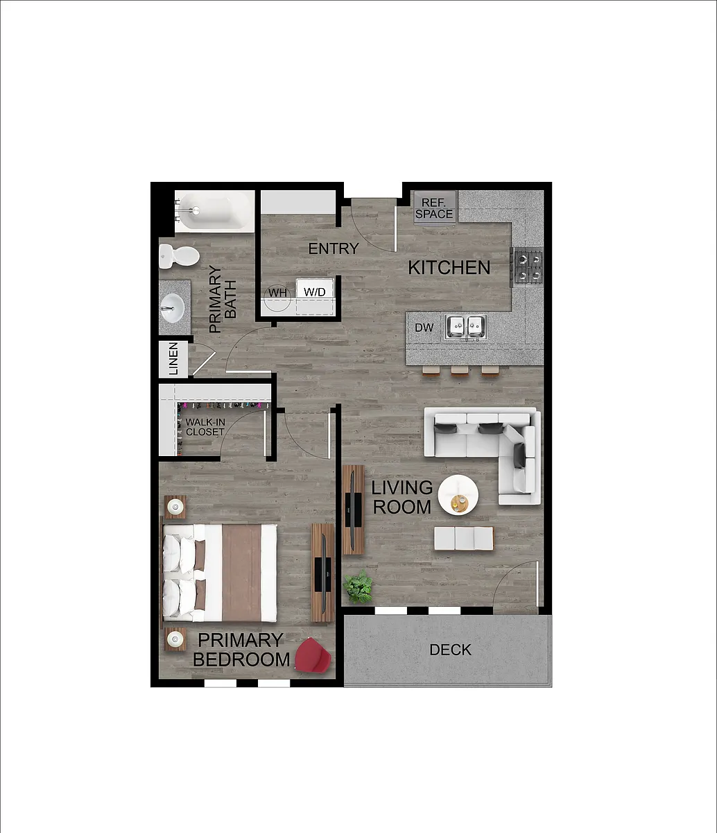 Floor plan 1 Bed 1 Bath B