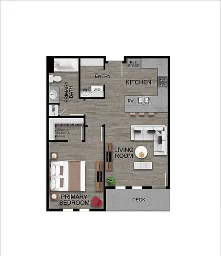 Floor plan 1 Bed 1 Bath B