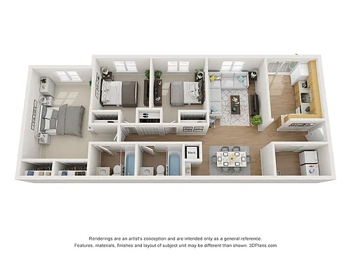 Floor plan 3 Bedroom Two Bathrooms